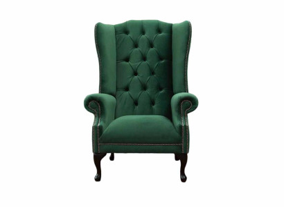Green Wing Chair Armchair Design Upholstery Sofa Chesterfield Textile Living room